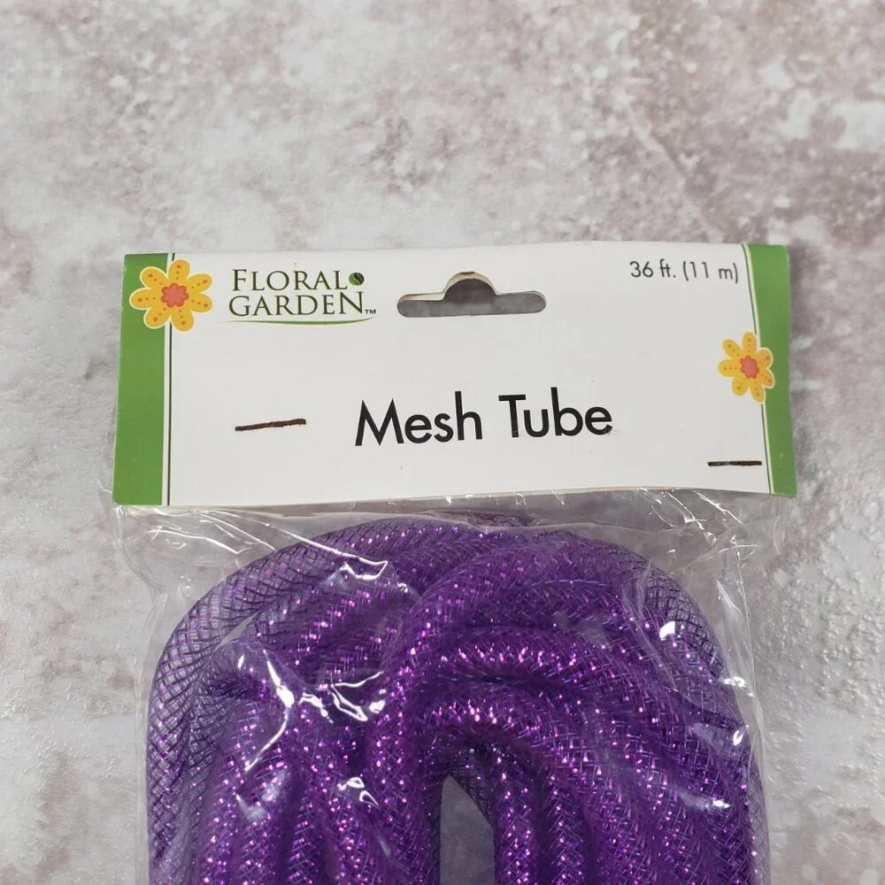 Arts Crafts Decorative Floral Garden Mesh Garland Plastic Purple Tubing 36 ft